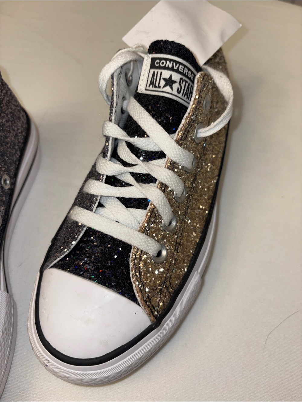 Converse Low Top Sneakers - Gold & Silver Glitter lace up Size 6.5 NWT - Picture 9 of 9